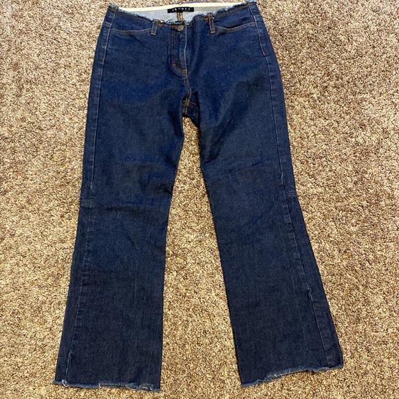 Theory Dark Denim Cropped Jeans Frayed Hem & Waistband Size 4 - Picture 2 of 9